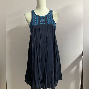 Crown & Ivy Women’s XS Dress, Sleeveless, Navy Blue, Embroidered.